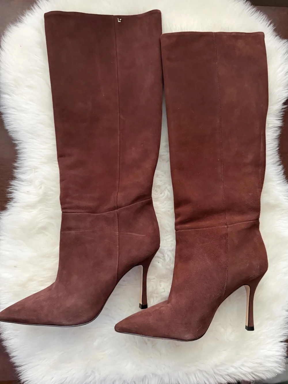 Larroude Brown Suede Over-the-Knee Pointed Stiletto Boots